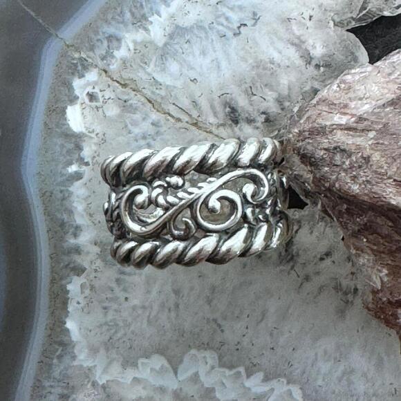Carolyn Pollack Sterling Silver Swirls & Ropes Decorated Ring Sz 7.75 For Women - Picture 6 of 10